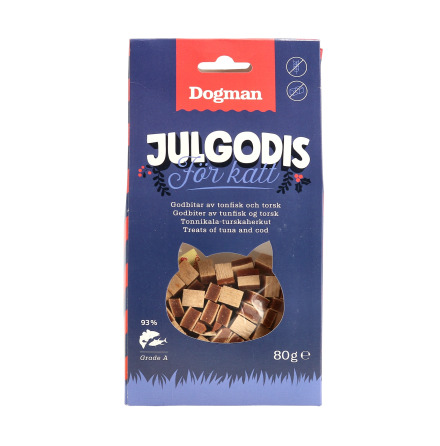 Julgodis katt 80g godbitar av tonfisk &amp; torsk, Dogman